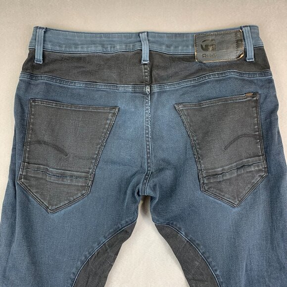 G Star Raw Mens Pants 33 Blue Black Colorblock Denim Jeans Arc 3D Slim 33x32 - Picture 11 of 15